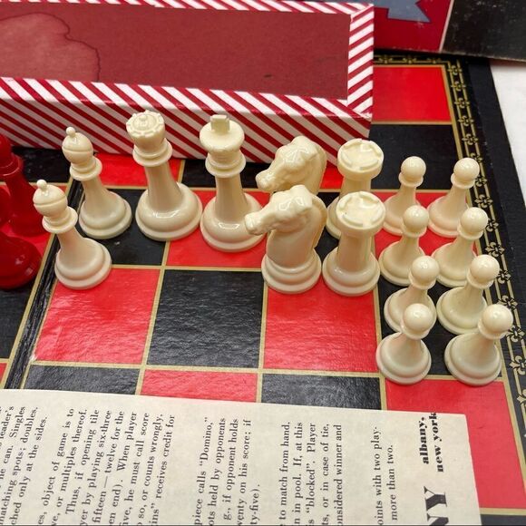 Vintage Chess Dominoes Checkers Three Game Kit by The Embossing Company Albany - Picture 10 of 16